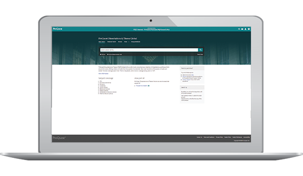 Home page for PQDT on the ProQuest Platform